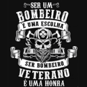 imagem de uma caveira com capacete de bombeiro, representando os veteranos